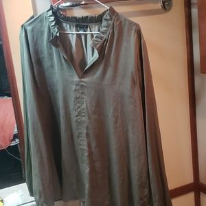 Ann Taylor Dressy Blouse Large Green